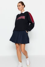 Trendyol Navy Blue Thick Color Block Polo Collar Regular/Normal Knitted Sweatshirt