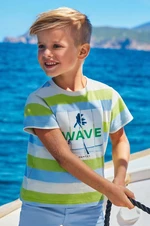 Detské bavlnené tričko Mayoral zelená farba, s potlačou