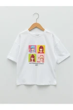LC Waikiki Girl's T-Shirt with a Crew Neck Printed Short Sleeved Cotton