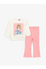LC Waikiki Crew Neck Cinderella Printed Long Sleeve Baby Girl Sweatshirt and Tights
