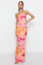Trendyol Gradient Patterned Multicolored One-Shoulder Long Evening Dress