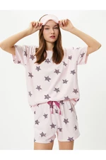 Súprava pyžama s krátkymi nohavicami Koton, krátky rukáv, okrúhly výstrih, potlačené.