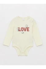 LC Waikiki Crew Neck Long Sleeve Printed Baby Girl Snap Body