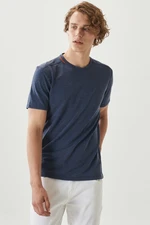AC&Co / Altınyıldız Classics Men's Indigo Slim Fit Slim Fit Crewneck Cotton T-Shirt.