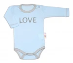 Baby Nellys Body dlouhý rukáv Love - modré, vel. 68 (3-6m)