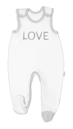 Baby Nellys Kojenecké bavlněné dupačky  Love - bílé vel.  56