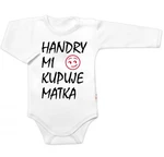 Body dlouhý rukáv Handry mi kupuje matka, Baby Nellys, bílé, vel. 50 (0-1m)