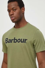 Bavlnené tričko Barbour zelená farba, s potlačou, MTS0531