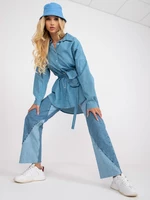 Blue long oversize cotton shirt RUE PARIS