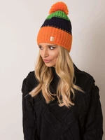 Winter beanie RUE PARIS orange and dark blue