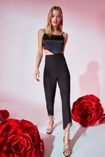 Trendyol Black Woven Shiny Stone Trousers