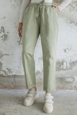 InStyle Norisa Belted Gabardine Carrot Pants - Green