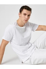 Koton Basic T-shirt with Label Detail Crew Neck Short Sleeved.