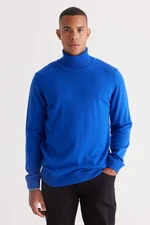 ALTINYILDIZ CLASSICS Men's Saxon Blue Standard Fit Normal Cut Anti-Pilling Full Turtleneck Knitwear Sweater.