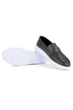 Ducavelli Trim Genuine Leather Men's Casual Shoes. Loafers, Lightweight Shoes, Summer Shoes Black.