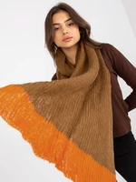 Dámský velbloudí a oranžový pletený šátek
