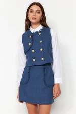 Trendyol Woven Tweed Vest with Indigo Buttons