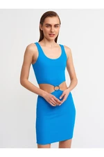 Dilvin 90338 Ring Detailed Dress-Sax