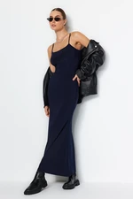 Trendyol Navy Blue Knitted/Fitted Maxi Dress with Straps