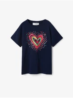 Dark blue girls' T-shirt Desigual Heart - Girls