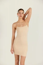 VATKALI Spaghetti Straps Mini Dress Beige