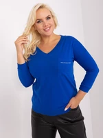 Kobaltově modrá halenka plus size s kapsou