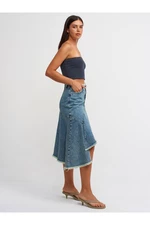 Dilvin 80547 Asymetrická rifľová sukňa s odtieňom-Tint
