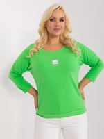 Light green plus size blouse with a round neckline