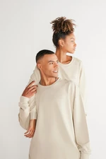 AC&Co / Altınyıldız Classics Unisex Beige Oversize Loose Fit, Crew Neck Cotton Flexible Sweatshirt.