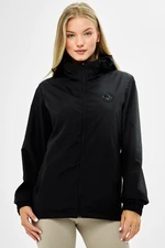 River Club Women's Black Lined Water Resistant Hooded Raincoat with Pockets - Windbreaker Jacket River Club Women's Black Lined Water Resistant Hooded Raincoat with Pockets - Windbreaker Jacket