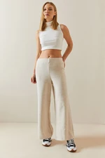 XHAN Stone Color High Waist Wide Leg Knitwear Trousers