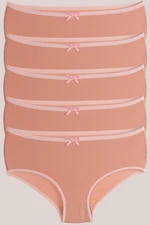 armonika Women's Powder Cotton Lycra High Waist Bato Panties 5 Pack