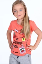 Girls' T-shirt with coral patches