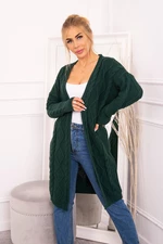 Cardigan sweater with braided weave green