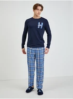 Tommy Hilfiger Mens Plaid Pajamas and Slippers Set in blue Tommy - Men