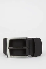 DEFACTO Men's Rectangle Buckle Faux Leather Belt