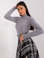 Gray fitted turtleneck sweater