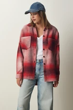 Happiness İstanbul Women's Red Lumberjack Oversize Cachet Shirt Jacket