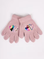 Yoclub Kids's Girls' Five-Finger Gloves With Hologram RED-0068G-AA50-002