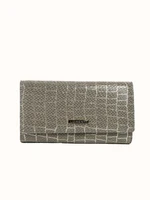 Grey leather wallet with animal motif