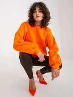 Orange basic sweatshirt with round neckline