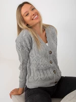 Grey openwork summer sweater with button fastening RUE PARIS