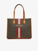Brown Ladies Patterned Handbag Guess Silvana - Ladies