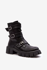Women's leather work boots black S.Barski