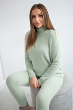 Two-piece set of dark mint alpaca sweaters