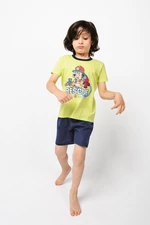 Boys' pyjamas Remek, short sleeves, short legs - green/navy blue