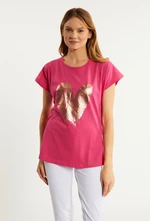 MONNARI Dámske tričká Dámske bavlnené tričko so zaujímavým vzorom