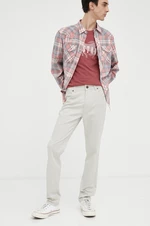 Kalhoty Wrangler Larston pánské, béžová barva, přiléhavé