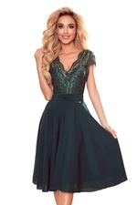 Chiffon dress with lace neckline Numoco