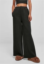 Dámské quilte Wide Leg Sweat Kalhoty černé